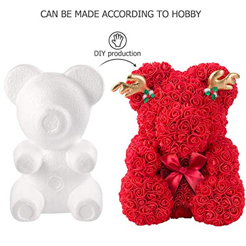 LUOEM Modelling Polystyrene Styrofoam Foam Bear Mould White DIY Craft for Flower Arranging Gift Wedding Party Decoration 20cm x 13cm