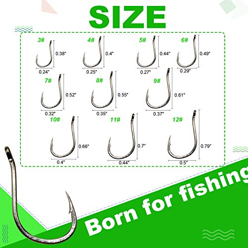 Thekuai Fishing Hooks High Carbon Steel Size Saltwater Freshwater Fishing Hooks (1600 PCS Fishing Hooks) - Thumbnail 3