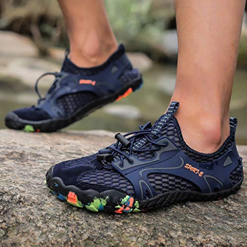 TnaIolral Couple Water Shoes Outdoor Mesh Sport Hollow Breathable Mountaineering Sneakers (US:8, Blue)