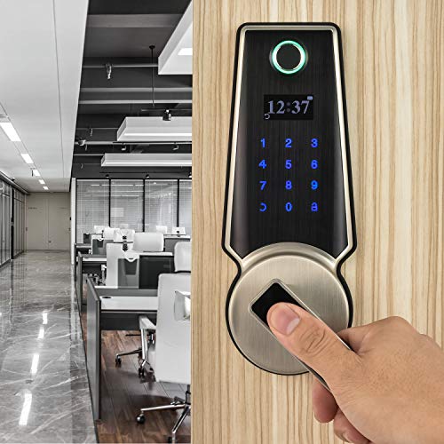 HARFO FM02 Fingerprint and Touchscreen Keyless Smart Lever Door Lock, Advanced 3D Fingerprint Reader for Office Home (Sliver) - Thumbnail 3