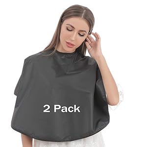 Bqueen Makeup Cape Professional Short Hair Cape Makeover Bib for Beauty Salon Smock for Clients, Lightweight Comb-out Beard Shaving Apron Hairdressing Shampoo Cape (2 Pack)