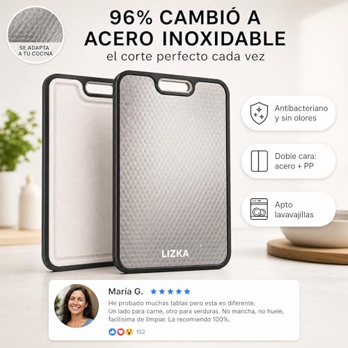 Stainless Steel Cutting Board Double-Sided BPA Free Hygienic and Odorless Prevents Cross Pollution Dishwasher Safe (38 x 26 cm)