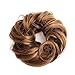 Bella Hair Messy Bun Human Hair Scrunchie, Instant Up-do Donut Chignon Curly Wavy Hairpieces for Women (#8 Brown/Light Chestnut Brown)