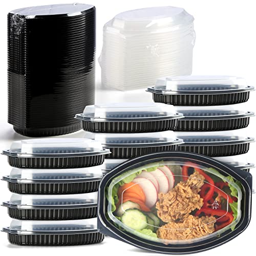 YANGRUI Small Take Out Containers, Shrink Wrap 50 Pack 12oz Leak Proof