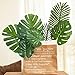 30 Pcs Artificial Palm Leaves with Stems Tropical Plant Faux Monstera Leaves Safari Leaves Hawaiian Luau Party Suppliers Decorations,Tiki Aloha Jungle Beach Birthday Table Leave Decorations