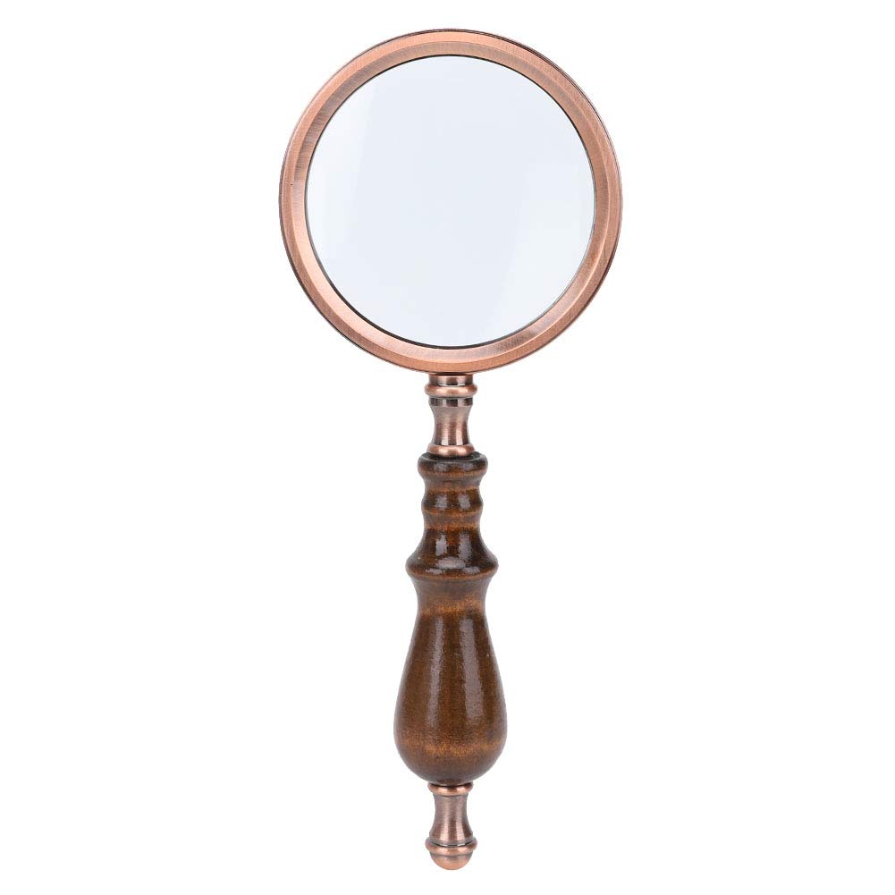 Oumefar 10X Handheld Detachable Wooden Handle Reading Inspection Magnifier Zinc Alloy Magnifying Glass High Magnification for Seniors Macular Degeneration