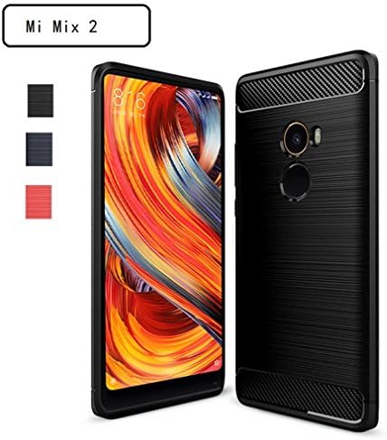 Xiaomi Mi Mix 2 Case, Sfmn Carbon Fiber Shock Resistant Brushed Texture Soft TPU Phone case Anti-fingerprint Flexible Full-body Protective Cover For Xiaomi Mi Mix 2 (Black)