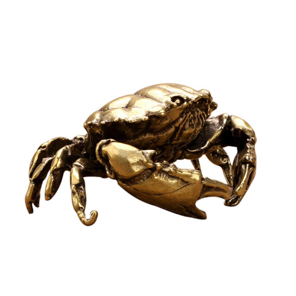 Toddmomy Brass Crab Figurine Animal Sculptures and Statues Fish Tank Ornaments Feng Shui Statue Collection Home Decor (Golden)