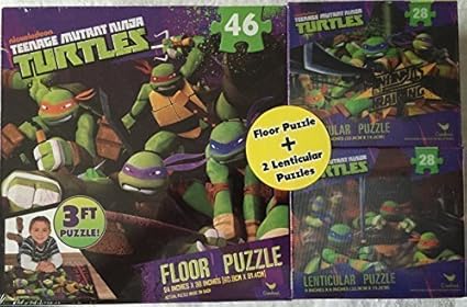 Teenage Mutant Ninja Turtles 3 Ft Floor Puzzle Plus Two 9 X 6 Lenticular Puzzles By Cardinal Industries