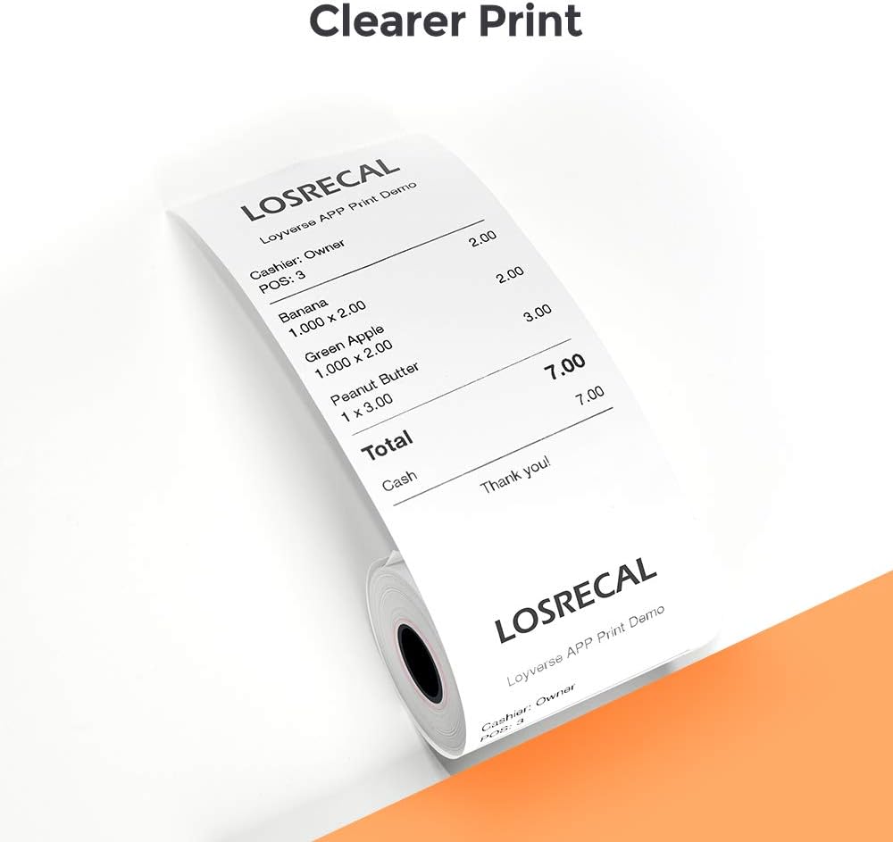 LOSRECAL Thermal Receipt Paper Rolls, 2 1/4" x 50' x 10 Rolls, POS Thermal Paper Rolls fit Credit Card Machine, Cash Register, 58MM Receipt Printer, POS Terminal, Handheld PDA : Office Products