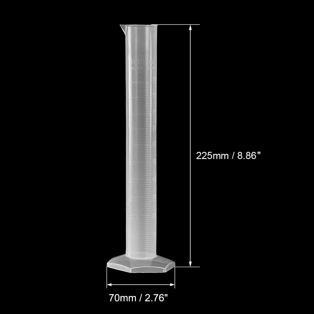 Sourcingmap Plastic Graduated Cylinder, 100ml Measuring Cylinder, Science Test Tube Beakers, Single Metric Scale - Image 3
