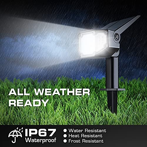 EverBrite 30LEDs Solar Lights Outdoor, IP67 Waterproof Landscape Spotlights 2-in-1 Wall Light with 4 Modes Cold & Warm Dimmable for Pathway Garden Yard Driveway Pool, 2 Packs