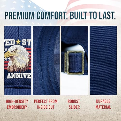 FLAGWIX 250th Anniversary USA Hat - Embroidered American Baseball Cap - Fathers Day 4th of July 250 Hat Gifts for Men Women