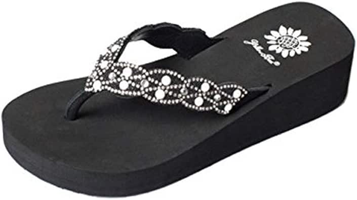 Amazon.com | Yellow Box Frozen Black Flip Flop (7.5) | Sandals