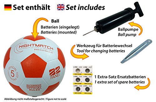 NIGHTMATCH-Balon-de-futbol-LED--Tamano-oficial-5--Juego-completo--2-LED-activados-por-sensor-para-diversion-en-la-oscuridad--Ideal-para-pequenos-y-grandes--pelota-luminosa-para-ninos--futbol-luminoso