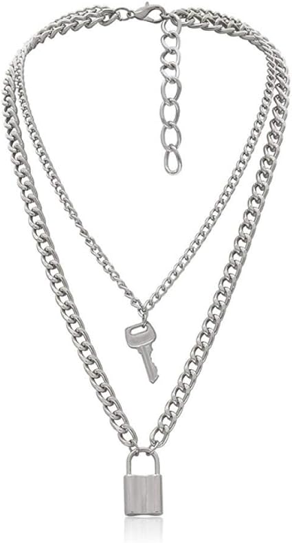 YCHZX Collar Colgante de candado con Llave de Moda para Mujer Collar de