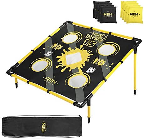 A black and red sports bean bag for cornhole toss game, with a white A11N logo.