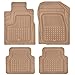 Solid Pro Rubber Car Floor Mats - Performance Plus Heavy Duty Liners for Auto SUV Truck Car Van - 4-Piece Set - Thick, Odorless & All Weather (Beige Tan)