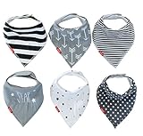 Unisex Baby Bandana Drool Bibs (6 Pack) | Monochrome Design For Girl or Boy | Newborn to Toddler by oak + mini