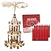 German Christmas Decoration Pyramid-21 Inches-with 20pcs Red Candles Included-Wood Nativity Scene -Christmas and Tabletop Holiday Decor-3 Tiers Carousel-6 Candle Holders-German Design (Natural)
