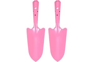 HARFINGTON 2pcs Mini Colorful Metal Hand Shovel 11" x 3" Digging Trowel Set Transplanting Garden Tools for Flower Soil Diggin
