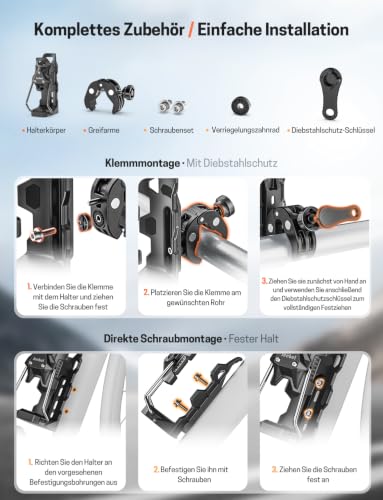 Jeebel Motorcycle Bottle Holder, Cup Holder, Adaptive Locking with 12-45 mm Anti-Theft Metal Clamp, Compatible with 50-80 mm Diameter Water Bottles, Drink Holder for ATV Bicycle Scooter