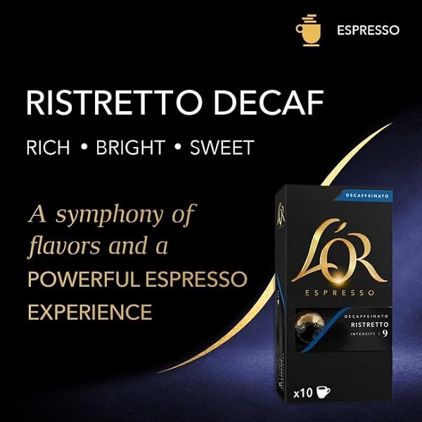 L’OR DECAF ESPRESSO CAPSULES, 10 COUNT DECAF RISTRETTO, SINGLE-SERVE ALUMINUM COFFEE CAPSULES COMPATIBLE WITH THE L’OR BARISTA SYSTEM & *NESPRESSO ORIGINAL MACHINES, 10 COUNT (PACK OF 1)