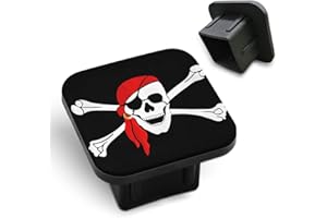 Tnomchey Pirate Skull Hitch Receiver Cover 2" Red Bandanna Crossed Bones Skeleton Trailer Hitch Cover Tube Cap Rubber Universal 2 Inch Receiver Plug Insert for Trucks Cars
