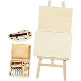 TOYANDONA Miniature Easel Kit with Small Canvas Stand and Mini Art Pallet Wooden Mini House Decor for Dollhouse Painting and DIY Creative Display