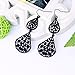 Zhenhui Luxury Elegant Vintage Style Jewelry Filigree Vine Double Drop Chandelier Earrings 5 Colors Fashion Accessories (Black)