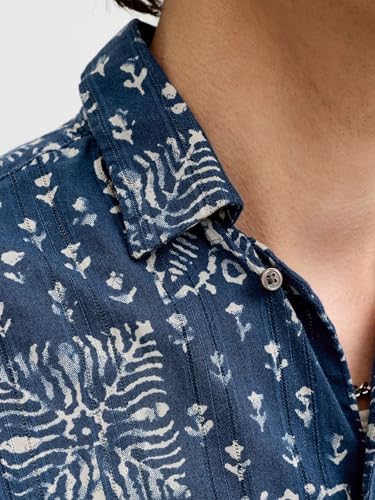 Print Jprblulyon T-Shirt imprimé Dobby S/S Sn, Sky Captain, S Hommes