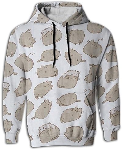 Men's Full All Over Pusheen Drawstring Sweatshirt With Pockets Small