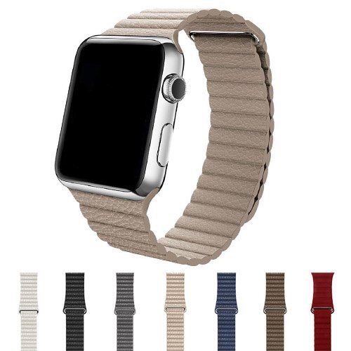 Chc apple watch band 42mm leather loop with adjustable magnetic c…