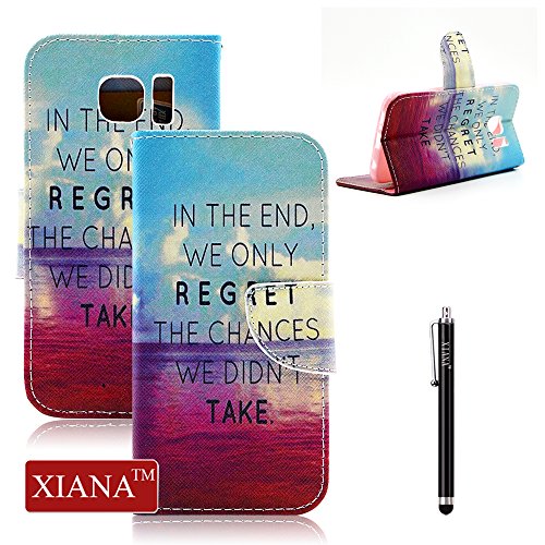 Galaxy S6 Case, Galaxy S6 Wallet Case, XIANA New Fashion Slim Fit Folio Leather Wallet Smart Shell Protector Case Suitable For Samsung Galaxy S6(Sea English Design), with Stylus