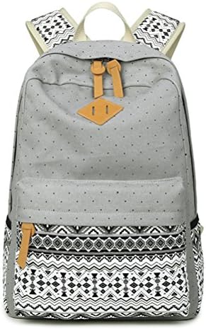 LIZAIDA MENENDEZ Geometry Dot Casual Canvas Backpack bag, Fashion Cute Lightweight Backpacks for Teen Young Girls Boys,Cute Lightweight Canvas Bookbags School Backpacks for Teen Girls Boys (Gray)