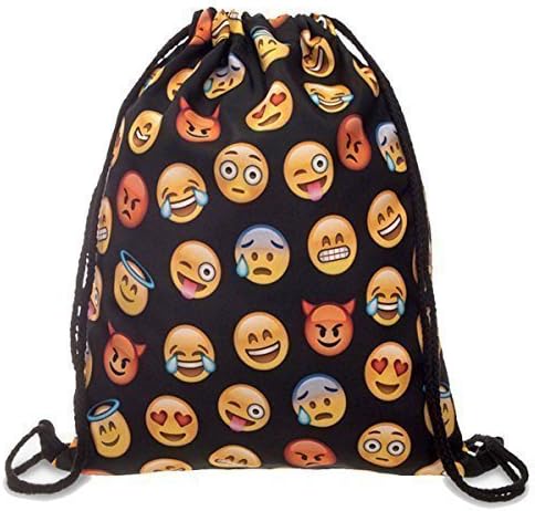 Dimayar 18''X13.75'' Emoji Sackpack Team Training Gymsack Drawstring Backpack Sack Bag for Girls for Kids School Backpacks