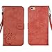 CORNMI Design for iPhone 6 plus Case, Premium Vintage Flip Wallet Leather Magnetic Closure Cover Skin for iPhone 6 plus and 6S plus 5.5 inch with Card Slots, Cash Compartment and Wrist Strap(Wine Red)