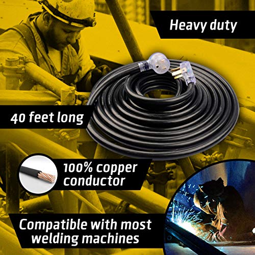 ClearMax 40 AMP Welder Extension Cord, 40 ft Indoor/Outdoor Heavy Duty