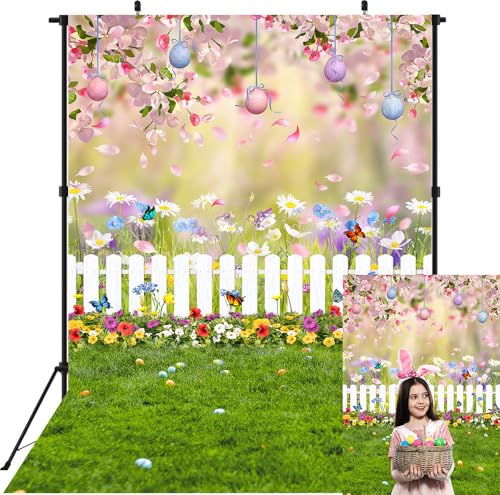 QURWFZMEN 5x7ft Spring Easter Backdrop Pink Flower