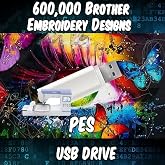 DoubleGEmbroidery 600,000 Embroidery Machine Patterns Designs Brother PES on USB