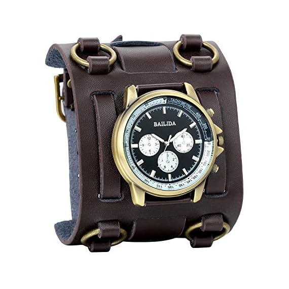 Avaner-Mens-Retro-Hip-hop-Brown-74mm-Wide-Leather-Cuff-Bracelet-Sport-Wrist-Watch-Steampunk-Gothic-Men-Women-Big-Dial-Analog-Quartz-Wrist-Watch