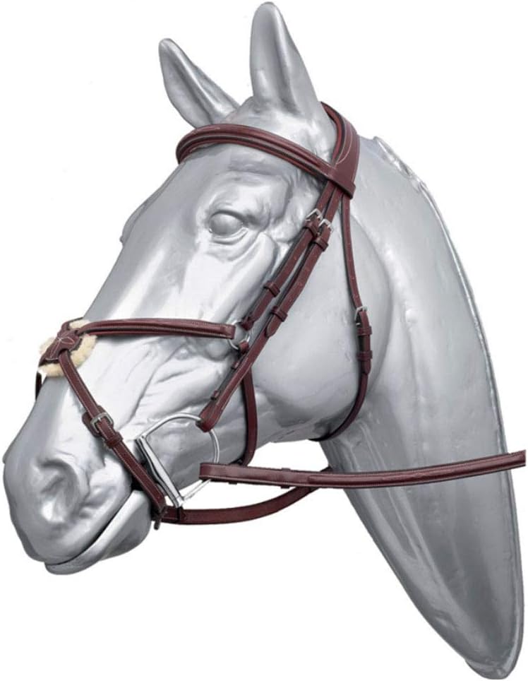 WHFEC cowhide material Side Pull Bitless Horse Bridle With Padded Non-slip Nose band