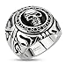 STR-0156 Stainless Steel Skull Shield Wide Cast Biker Ring