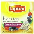 Lipton Black Tea, Bavarian Wild Berry, Premium Pyramid Tea Bags, 20-Count Boxes (Pack of 6)