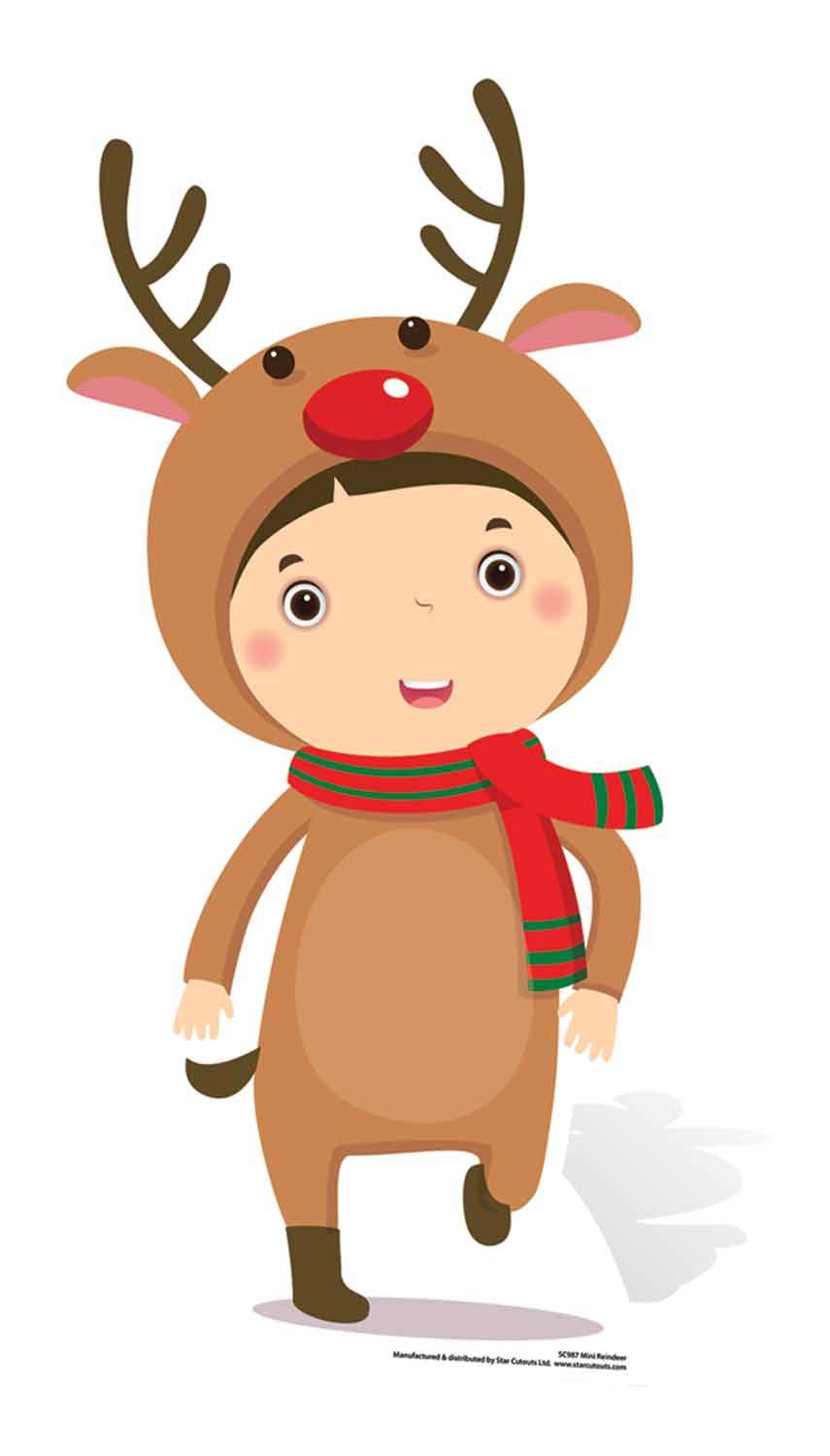 Star Cutouts Ltd SC987 Mini Reindeer Cardboard Cutout/Stand Up/Standee Perfect for Children's Christmas Decorations, Parties and Events Height 92cm, Multicolour