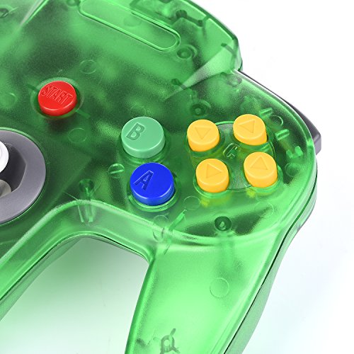 2 Pack Classic Controller for N64 Gaming, miadore Wired Retro Game Pad Joystick Remote Joypad for N64 Video Game System N64 Console - Jungle Green