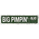 Metal Big Pimpin Blvd Sign Room Decor Funny Vintage Slim Tin Signs 16 x 4 Inches Wall Art Decor Iron Poster for Home Farmhouse Bar Cafe Garage Indoor Outdoor Gift