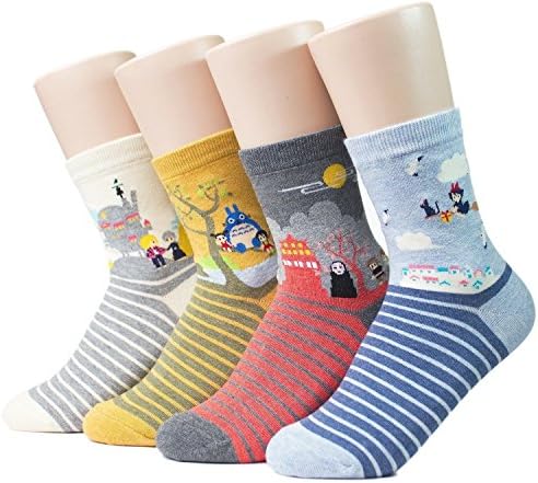 Women's Miyazaki Animation Series Women's Socks 4 pairs(4 colors)=1 pack Made in Korea