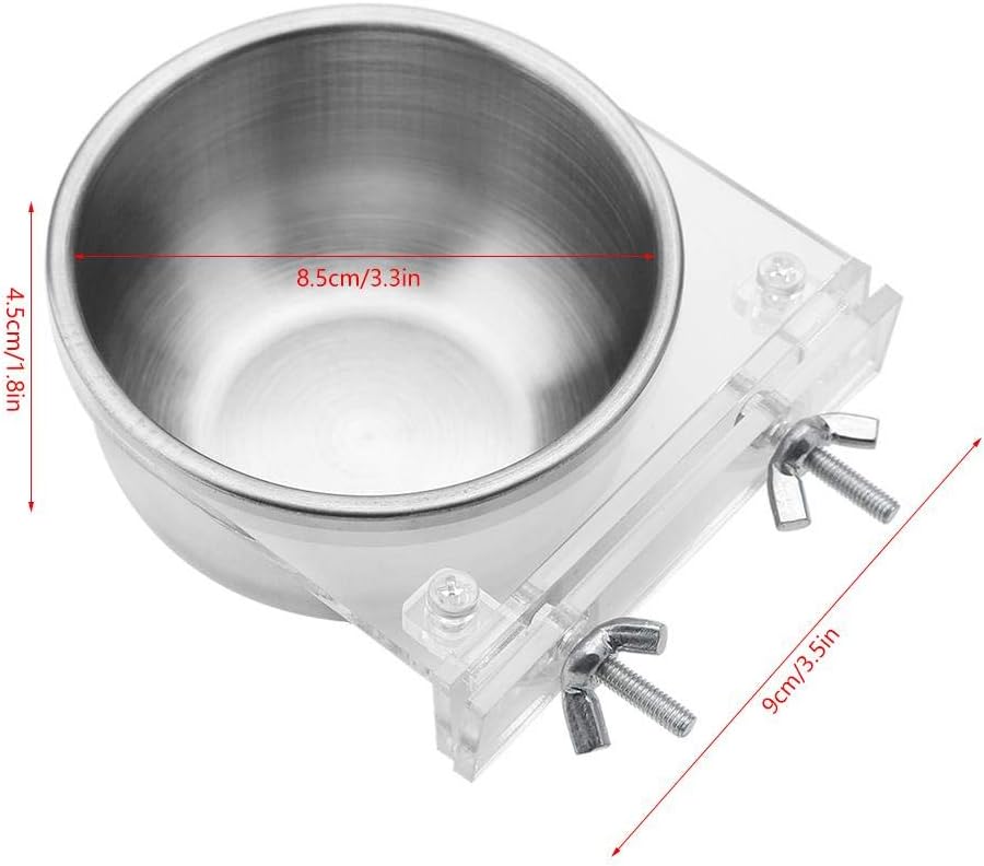 Stainless Steel Bird Feeder Cups with Clamp Holder for Parrot Cage - Image 5