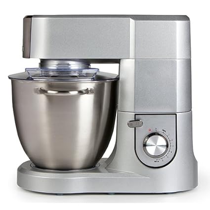 Küchenmaschine mit 6,7 Liter Schale aus gebürstetem Edelstahl, inklusive Knethaken, Rührbesen, Schneebesen mit variabler Dreh